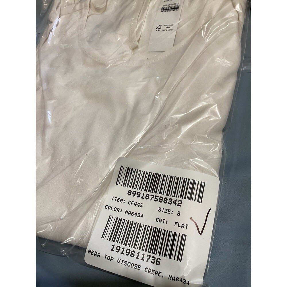 J. Crew Shirred Waist Top in Viscose Crepe Long Sleeve Ivory 8 - Picture 6 of 6